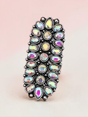 AURORA BOREALIS STATEMENT RING ADJUSTABLE SIZE 7 - 9